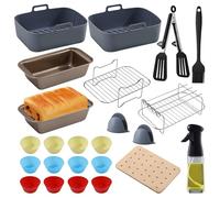 Accessoires air fryer pour Ninja, compatible avec ninja AF400EU AF500EU AF300EU 7.6L-10.4L Friteuse à Air,comprennent Moule Silicone, Plaques cuisson, Grilles, Moule Gateau, Flacon pulvérisateur etc.