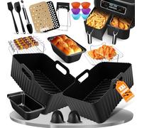 Accessoires Air Fryer pour Ninja Dual AF400EU & AF300EU & Tower T17088-20PCS Airfryer Accessoires Inclus Moule Silicone Air Fryer, Grille de Cuisson, Papier Sulfurisé, Moules à Gâteau, etc