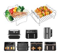 Accessoires Air Fryer pour Ninja Foodi FlexDrawer 10,4 L AF500EU, 2x Grille Air fryer Inox Compatible COSORI TWINFRY Dual Blaze 10 L, Ninja AF400EU/AF451EU/SL400EU, COSORI 8,5L, Russell Hobbs 9L