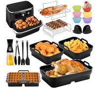 Accessoires Air Fryer pour Ninja Foodi FlexDrawer 10,4L AF500EU, Compatible avec Cosori Dual Blaze TwinFry 10L, Kit Complet Friteuse Sans Huile avec Moules Silicone Réutilisables