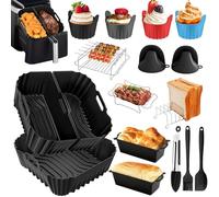 Accessoires Air Fryer pour Ninja MAX PRO, 6,2 L AF180EUCP / AF180EU | 22 Pièces Réutilisable Carré Silicone Accessoires AirFryer pour Ninja 4,7L AF140EU Doublures Silicone Passe au Lave-Vaisselle