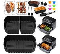 Accessoires Air Fryer pour Philips Airfryer Série 1000 7,1L - 3 Pcs Moule Silicone Air Fryer & Grille Accessoires Sur Mesure, Plat Réutilisable Accessoires pour Philips Airfryer Double Panier NA154/00