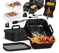 Accessoires Air Fryer pour Philips Airfryer Série 4000 10L, Moule Silicone Réutilisable Plat Air Fryer avec Couvercle pour Philips NA460 VerticalDuo, Ninja DZ400EU 9,5 L