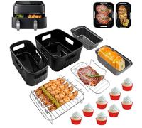 Accessoires Air Fryer pour Philips Dual Basket 3000/5000-serie 6L/3L, Moulinex EZ901820 5,2/3,1 L, 14 Pièces Accessoires Airfryer, Réutilisable Moule Air Fryer pour Philips 9L, Moulinex 8,3 L