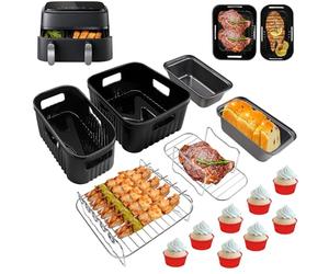 Accessoires Air Fryer pour Philips Dual Basket 3000/5000-serie 6L/3L, Moulinex EZ901820 5,2/3,1 L, 14 Pièces Accessoires Airfryer, Réutilisable Moule Air Fryer pour Philips 9L, Moulinex 8,3 L
