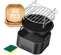 Accessoires Air Fryer pour Philips Série 5000 L 4.1L(HD9255, HD9252, HD9200), BPA-free Airfryer Accessoires pour Philips Essential 4,1L, Réutilisable Moule Silicone Airfryer avec éponge, 5PCS