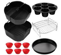 Accessoires Air Fryer pour Philips XL 6,2L/8,3L, Moulinex 7.5L, COSORI 5,5L/6L/6,2L/6,4L, Russell Hobbs XXL 8L 8,3L, Plat Silicone Air Fryer 1 x 6.2L & 2 x 3.1L, Moule Silicone Air Fryer