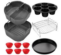 Accessoires Air Fryer pour Philips XL 6,2L/8,3L, Moulinex 7.5L, COSORI 5,5L/6L/6,2L/6,4L, Russell Hobbs XXL 8L 8,3L, Plat Silicone Air Fryer 1 x 6.2L & 2 x 3.1L, Moule Silicone Air Fryer