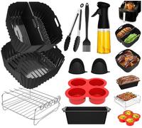 Accessoires Air Fryer Pour Russell Hobbs 8L/8,3L, Moulinex 7,5L, Avec Moule En Silicone Pour Friteuse À Air, Racks, Spray Huile Cuisine, Moule Muffin, Moule à Pain, Pour Airfryer 7L-9L