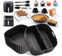 Accessoires Air Fryer pour Russell Hobbs XXL 8L/8,3L, 21 Pièces Moule Silicone Carré Réutilisable pour Plaque à Pizza, Grille Racks, Moule Pain etc Sans BPA, Passe au Lave-Vaisselle
