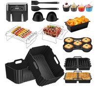 Accessoires Air Fryer Set pour Ninja Double Stack xl SL400EU 9.5L, 21 pcs Moule Accessoires pour Ninja Foodi MAX Dual Zone AF400EU, Réutilisable Plat Airfryer avec moule gaufres/beignets, grilles etc