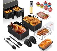 Accessoires Air Fryer, Vernatti Moule Air Fryer Ninja Foodi AF400EU/AF300EU/AF500EU, 18pcs Avec Plat Silicone Air Fryer, Racks, Spray Huile Cuisine,Moule Muffin,Moule à Pain,Papier buvard d'huile etc