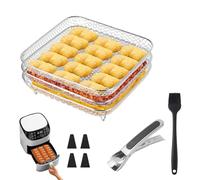 Accessoires Airfryer Acier Inox 304 - Grilles Carrées Empilables 20 cm, 25,5 cm diagonale compatibles avec COSORI Turbo Tower Pro 10,8L, Russell Hobbs XXL 8L, Ninja Airfryer, Four & Déshydrateur