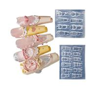 Accessoires artistiques Moules crème sur le thème de la dentelle pour la conception d'ongles pour manucure délicate, modèles d'art