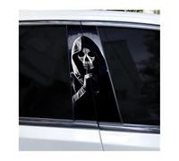 Accessoires Automobiles Lot De 2 Autocollants En Vinyle Imperméables Pour Pilier Central De Voiture, Motif Tête De Mort, Faucheuse(C)