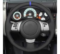 Accessoires Automobiles Style Black Genuine Leather Suede DIY Car Steering Wheel Cover for Toyota FJ for Cruiser 2006 2007 2008 2009 2010-2014(4-Titanium)