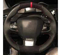 Accessoires Automobiles Style Couverture De Volant De Voiture en Daim Noir en Cuir Véritable Cousu À La Main pour Peugeot 308 2014 2015 2016 2017 Accessoires De Voiture(6-Red Blue)