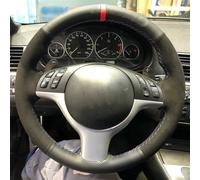Accessoires Automobiles Style pour E46 E39 330i 540i 525i 530i 330Ci M3 2001-2003 Noir en Cuir Véritable Daim Antidérapant Bricolage Couverture De Volant De Voiture(8-White)