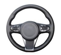 Accessoires Automobiles Style pour Kia pour Sedona 2015-2019 pour Sorento 2015-2018 Bricolage Cousu À La Main Noir Cuir Artificiel Couverture De Volant De Voiture(Red Thread)