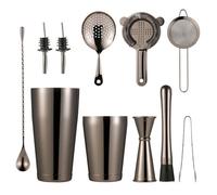 Accessoires bar,11 pièces Barman Ensemble D'outils Boston Shaker Boîtes Passoire À Cocktail Double Jigger Bar Cuillère - Type Black