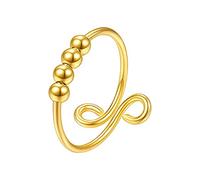 Accessoires Boîte Bijoux Des Anneaux Anneaux 3 Pièces -stress Monotour Argent Anxiété Et Anneau Spirale Tournant Anneaux Tournants Anneau Porte-clés Anneaux (Gold, One Size)