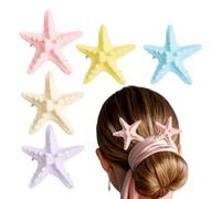 Accessoires Cheveux En Forme D'Étoile De Mer | 5 Décorations Colorées Thème - Pince à Cheveux Sirène - Accessoires pour Plage, Voyage, Rencontres Amoureuses, Vacances et Soirées