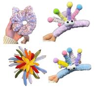 Accessoires Chouchou léopard en peluche, pinces à cheveux colorées et barrette feu d'artifice lot de 4