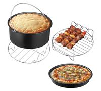 Navaris Accessoires Compatible avec Air Fryer - 4x Accessoires pour Friteuses à Air en Acier Compatible avec Philips Moulinex Ninja Tefal - Moule Cake Pizza Support Grille Brochettes