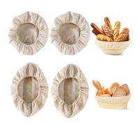 accessoires cuisson pain lot de 4 housses rondes et ovales en lin 25 cm 28 cm avec élastique pour banneton fermentation réutilisables lavables naturel sans résidu pour boulangers maison