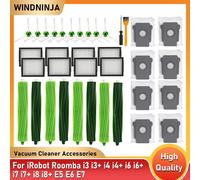 Accessoires d'aspirateur pour iRobot Roomba i3 i3 + i4 i4 + i6 i6 + i7 i7 + i8 i8 + E5 E6E7, sac à poussière, filtre HEPA, pièce de brosse à rouleau principal latéral 4 sacs à poussière