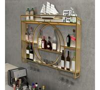 Accessoires de bar à la maison - Idées de pub - Étagères de plan de travail - Étagère murale - Armoire de rangement en verre - Pour le salon et le petit déjeuner