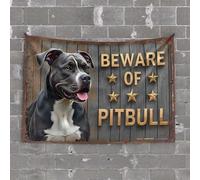 Accessoires de bar d'extérieur Beware of The Star-Packed Pitbull Tapisserie décorative pour homme Cave Preppy Decor (100 x 150 cm)