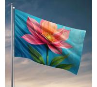 Accessoires de bar d'extérieur - Fleur rose vif avec feuilles vertes sur fond bleu - Décoration de porte pour chambre à coucher et adolescent (30 x 45 cm)