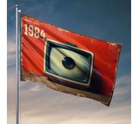Accessoires de bar d'extérieur George Orwell « 1984 » - Un aperçu de la surveillance totalitaire drapeau de jardin support pour adolescents (152 x 244 cm)