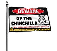 Accessoires de bar - Drapeau humoristique « Man Cave Beware Of Chinchilla » - Décoration de salle de bain (120 x 180 cm)