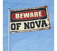 Accessoires de bar - Drapeau humoristique « Man Cave Beware of Nova » - Décoration de salle de bain (60 x 90 cm)
