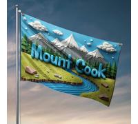 Accessoires de bar en plein air Decor Mount Cook : un paysage pittoresque avec des pics enneigés et un drapeau seren, drapeau de bienvenue pour jardin, décoration de grotte homme (30 x 45 cm)