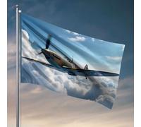 Accessoires de bar en plein air Décor Un avion de chasse vintage s'élève au-dessus des nuages. Drapeau de jardin Support de drapeau pour adolescents (120 x 180 cm)