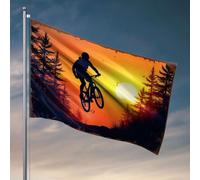 Accessoires de bar en plein air - Rider vole au-dessus de la forêt au coucher du soleil - Décorations de porte pour chambre à coucher et adolescents (120 x 180 cm)