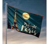 Accessoires de bar Man Cave Midnight In Paris : un drapeau d'aventure tour Eiffel au clair de lune décoration de garage pour homme drapeau de jardin drôle (30 x 45 cm)