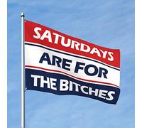 Accessoires de bar Man Cave Saturdays Are For The Bitches Drapeau Décorations de porche Décoration extérieure pour chambre d'homme (152 x 244 cm)