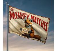 Accessoires de bar Man Cave The Monkey Matches: A Tale of Clever Fox et boîte d'allumettes colorées, décoration de bar, décoration de porche d'automne (30 x 45 cm)