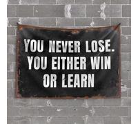 Accessoires de bar Man Cave You Never Lose. You Either Win or Learn Tapisserie extérieure Bar Decor Bar pour Man Cave (100 x 150 cm)