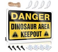 Accessoires de bar - Panneau « Man Cave Danger Dinosaur Area Keep Out » - Panneau de bar pour la maison et le bar - Panneaux amusants en métal (30 x 40 cm)