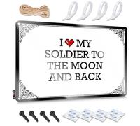 Accessoires de bar - Plaques rustiques personnalisées | I Love My Soldier To The Moon And Back Décoration murale en métal vieilli pour salle de bain et maison (30 x 40 cm)