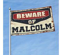Accessoires de bar pour décoration de porche avec inscription Man Cave Beware Of Malcolm (30 x 45 cm)