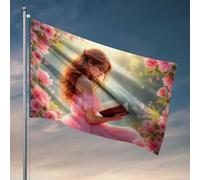 Accessoires de bar pour homme, grotte fille lisant dans un jardin fleuri, décorations de dortoir, drapeaux pour les gars de l'université (30 x 45 cm)