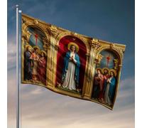 Accessoires de bar pour homme, grotte, une peinture religieuse avec une figure centrale dans le drapeau bleu, cadeaux amusants pour mari, accessoires de chambre (30 x 45 cm)