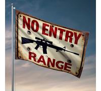 Accessoires de bar pour l'extérieur - Accès restreint : pas d'entrée au champ de tir - Drapeau de bienvenue - Drapeau de jardin - Décoration de grotte pour homme (120 x 180 cm)