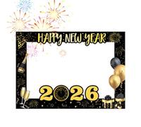Accessoires De Cabine Photo Du Nouvel An | Cadre De Main Noir Et Or | Décorations Du Nouvel An 2026 En Noir Et Or | Pour Hommes Femmes Famille Fêtes En Intérieur